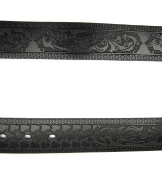 Gürtel - mit Schnalle - Flower Tooling - BLACK - versch. Längen - 100cm bis 125cm